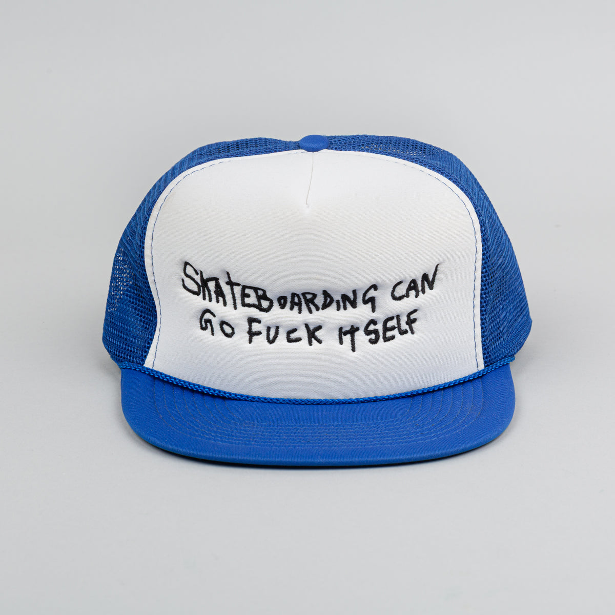 Skateboarding Can Go Fuck Itself Trucker Hat - Blue & White