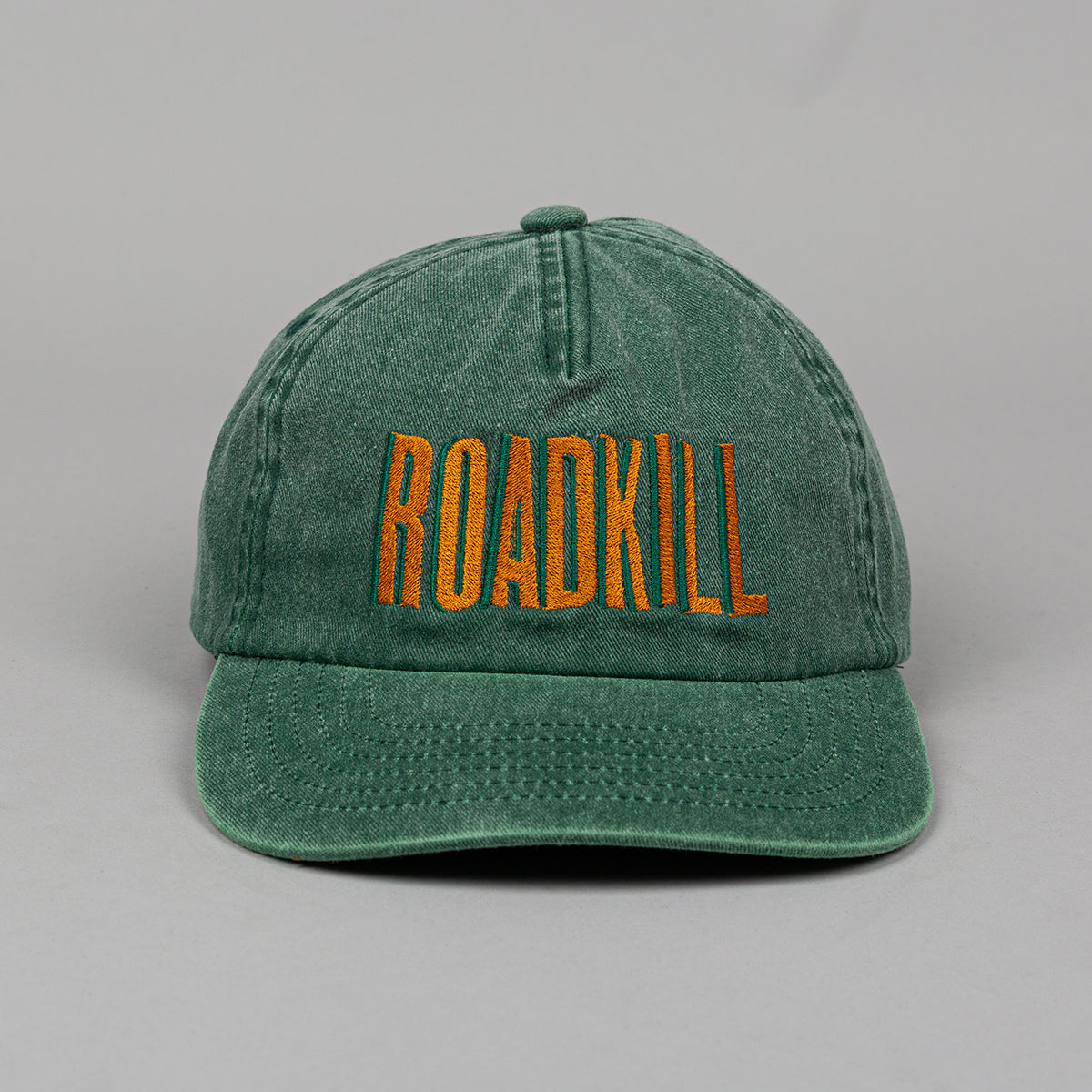 RoadKill Embroidered 5 Panel Vintage Green Cap